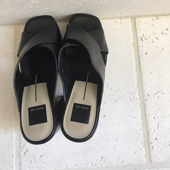 Dolce Vita Black Leather Mules - Picture 7 of 9